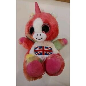 ANIMOTSU Union Jack Unicorn 6" Plush Toy Stuffed Animal Tie Dye Colorful